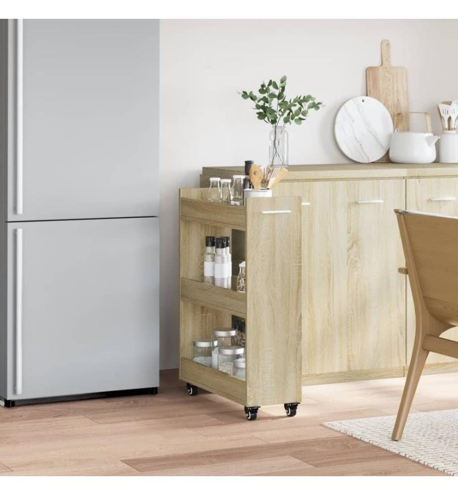 Schrank mit Rollen Sonoma-Eiche 60x22x79 cm Holzwerkstoff