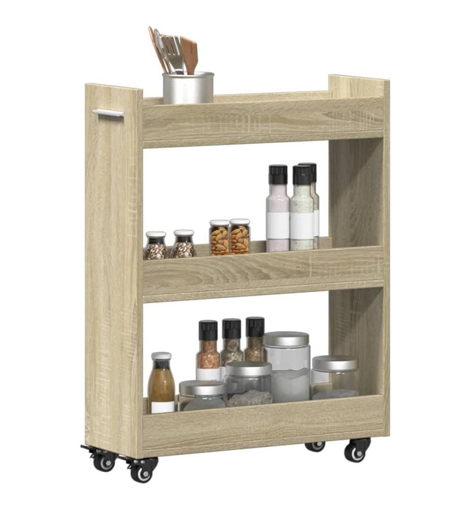 Schrank mit Rollen Sonoma-Eiche 60x22x79 cm Holzwerkstoff