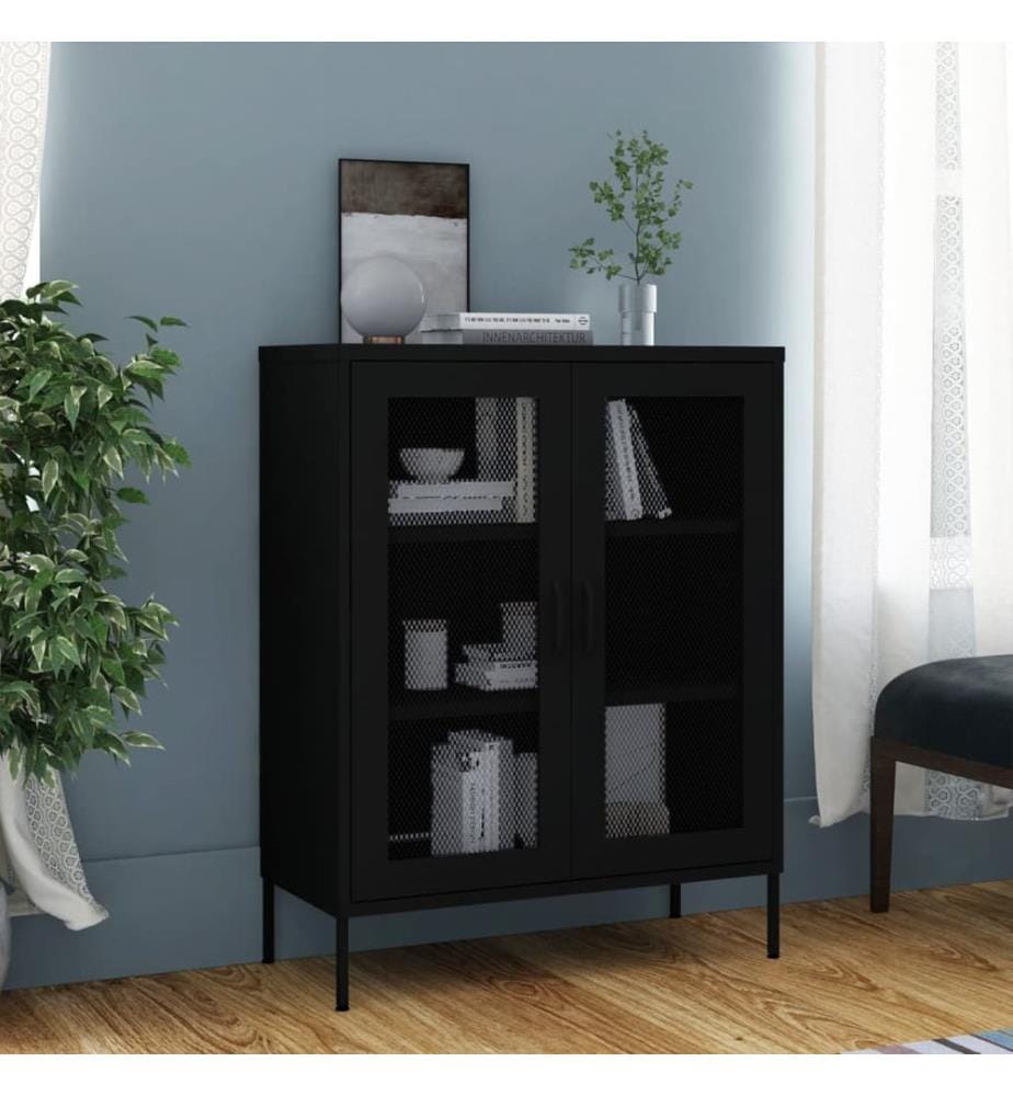 Lagerschrank Schwarz 80x35x101,5 cm Stahl