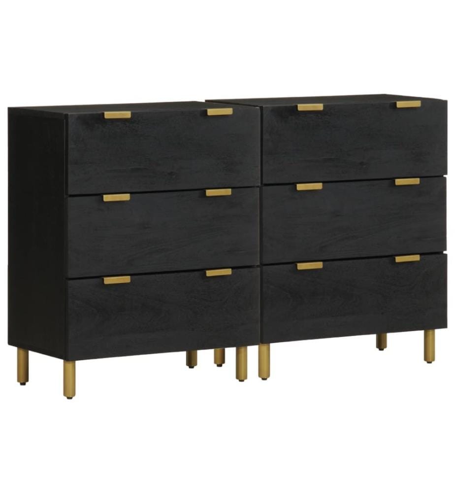 Sideboards 2 Stk. Schwarz 60x33x75 cm Holzwerkstoff