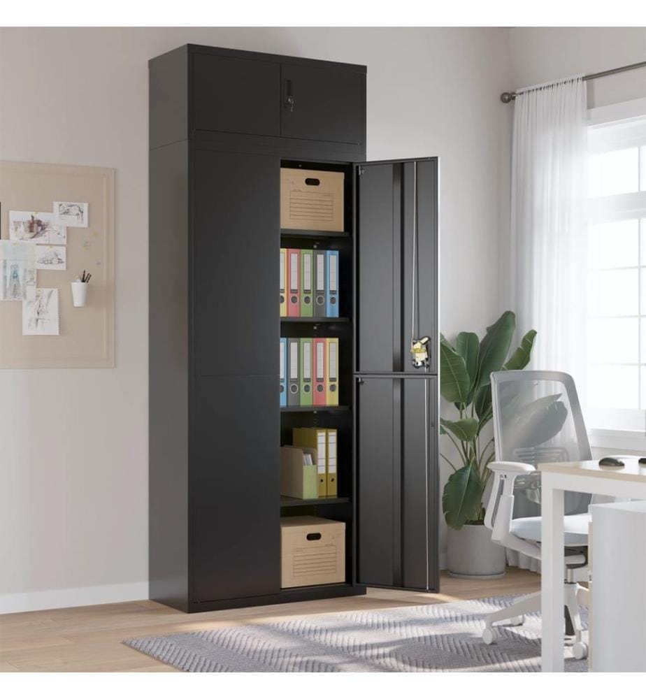 Aktenschrank Schwarz 90x40x240 cm Stahl