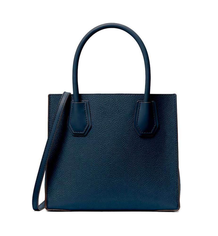 Schultertasche Mercer Leder mit mittlerer Narbung - Marineblau
