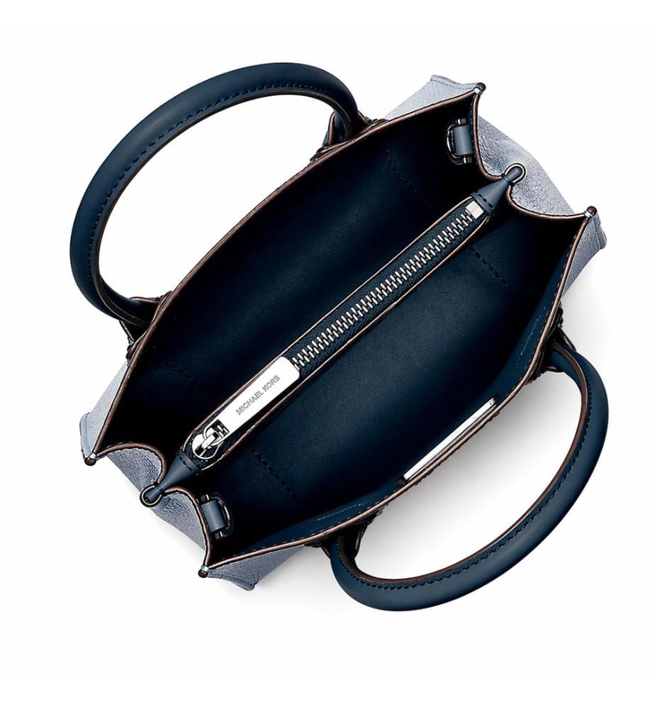 Schultertasche Mercer Leder mit mittlerer Narbung - Marineblau