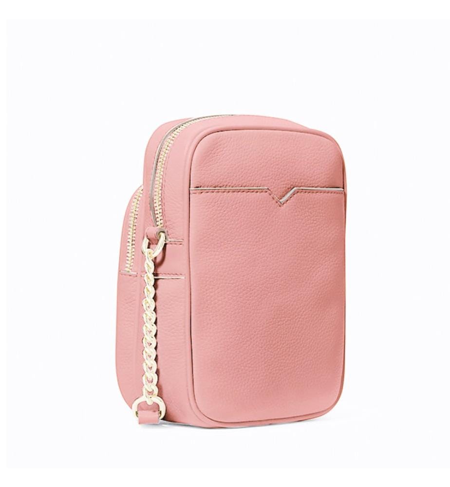 Crossbody-Tasche Jet Set Travel Medium geprägtes Leder - Puderrouge