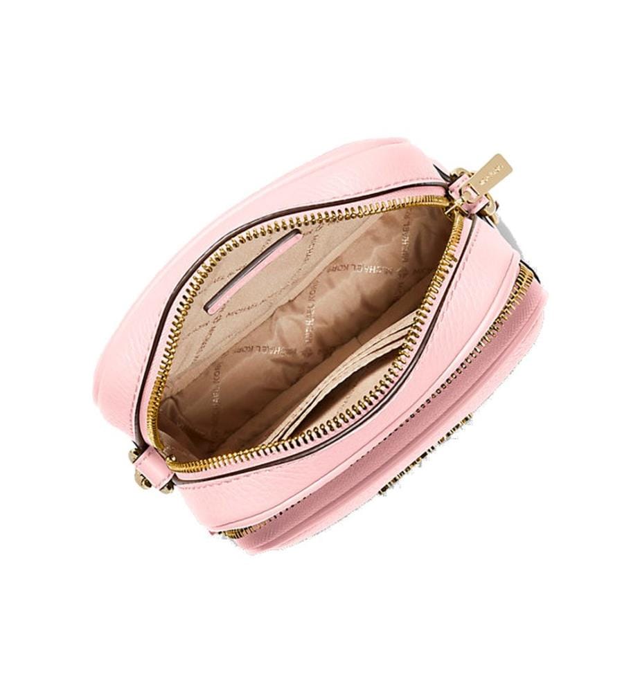 Crossbody-Tasche Jet Set Travel Medium geprägtes Leder - Puderrouge