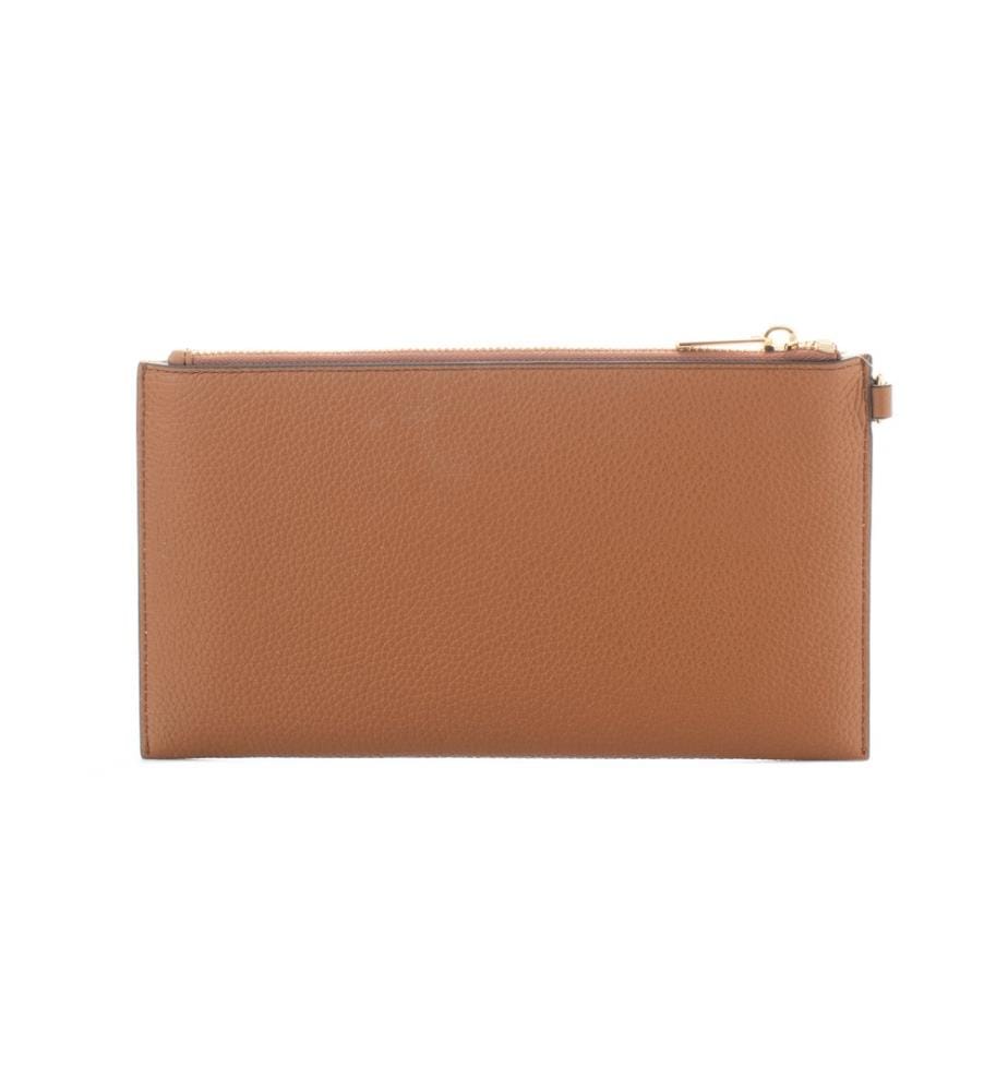 Wristlet Jet Set Large Studded Pebbled Leather - Brown