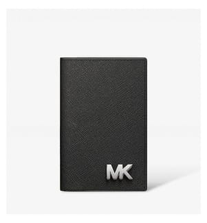 Portefeuille en cuir saffiano bi-fold - noir