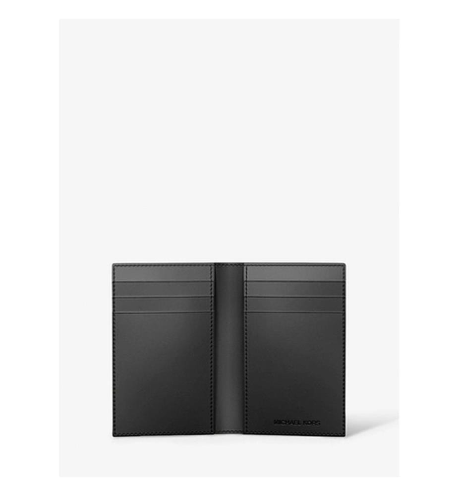 Portefeuille en cuir saffiano bi-fold - noir