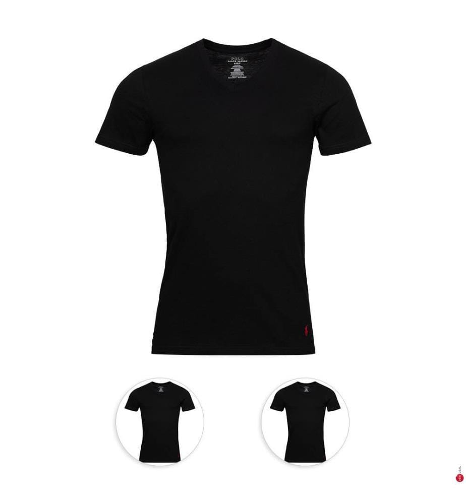 3er-Pack T-Shirts mit V-Ausschnitt – Schwarz