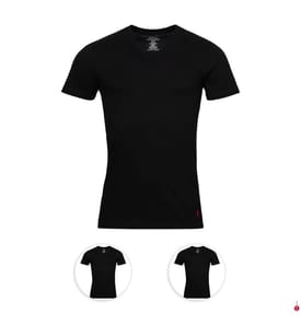 3er-Pack T-Shirts mit V-Ausschnitt – Schwarz