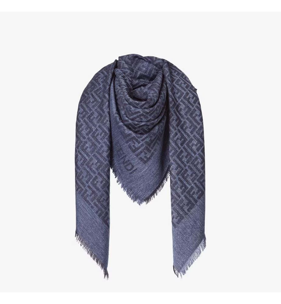 Ff-Schal aus Baumwolle und Wolle - Blau