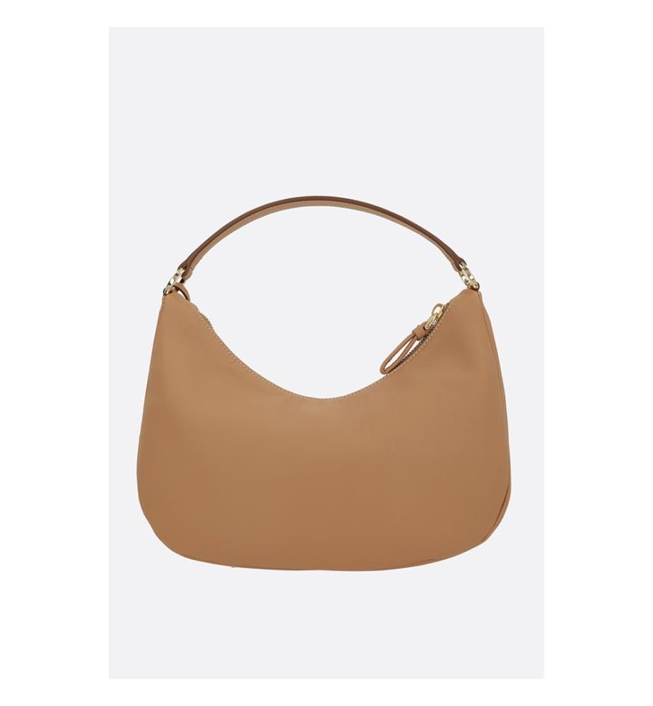 Mittelgrosse Hobo-Tasche aus weichem Leder - Beige