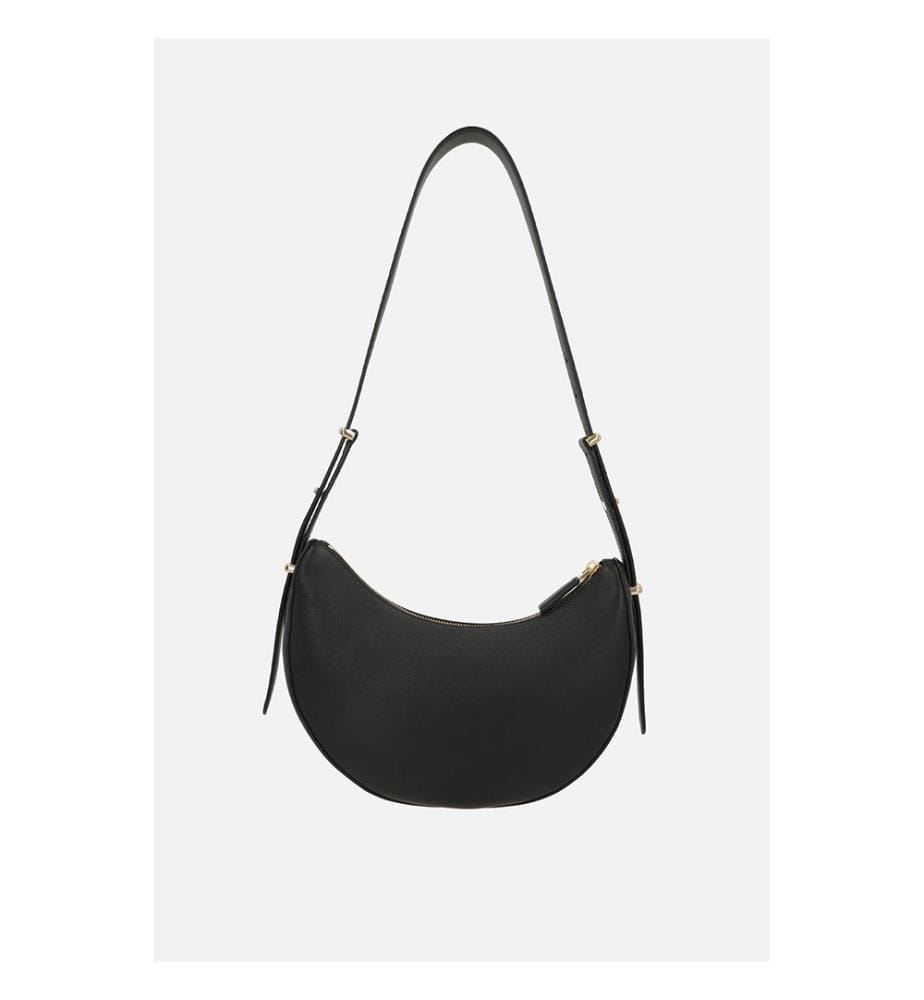 Mittelgrosse Arqué-Schultertasche aus weichem Leder - Schwarz
