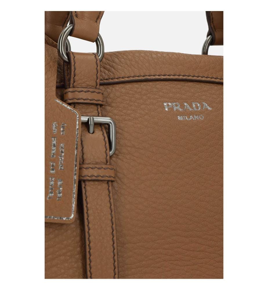 Grand sac à provisions en cuir martelé – Marron