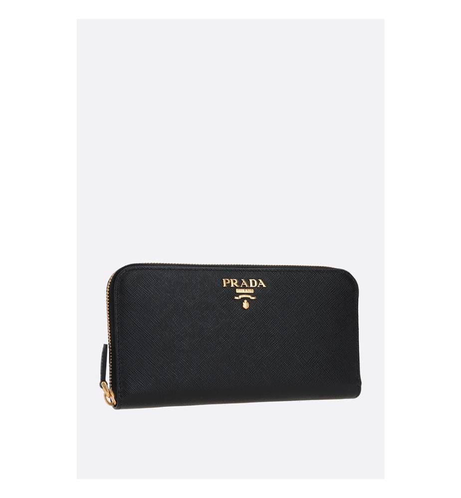 Brieftasche mit Reissverschluss aus Saffiano-Leder - Schwarz