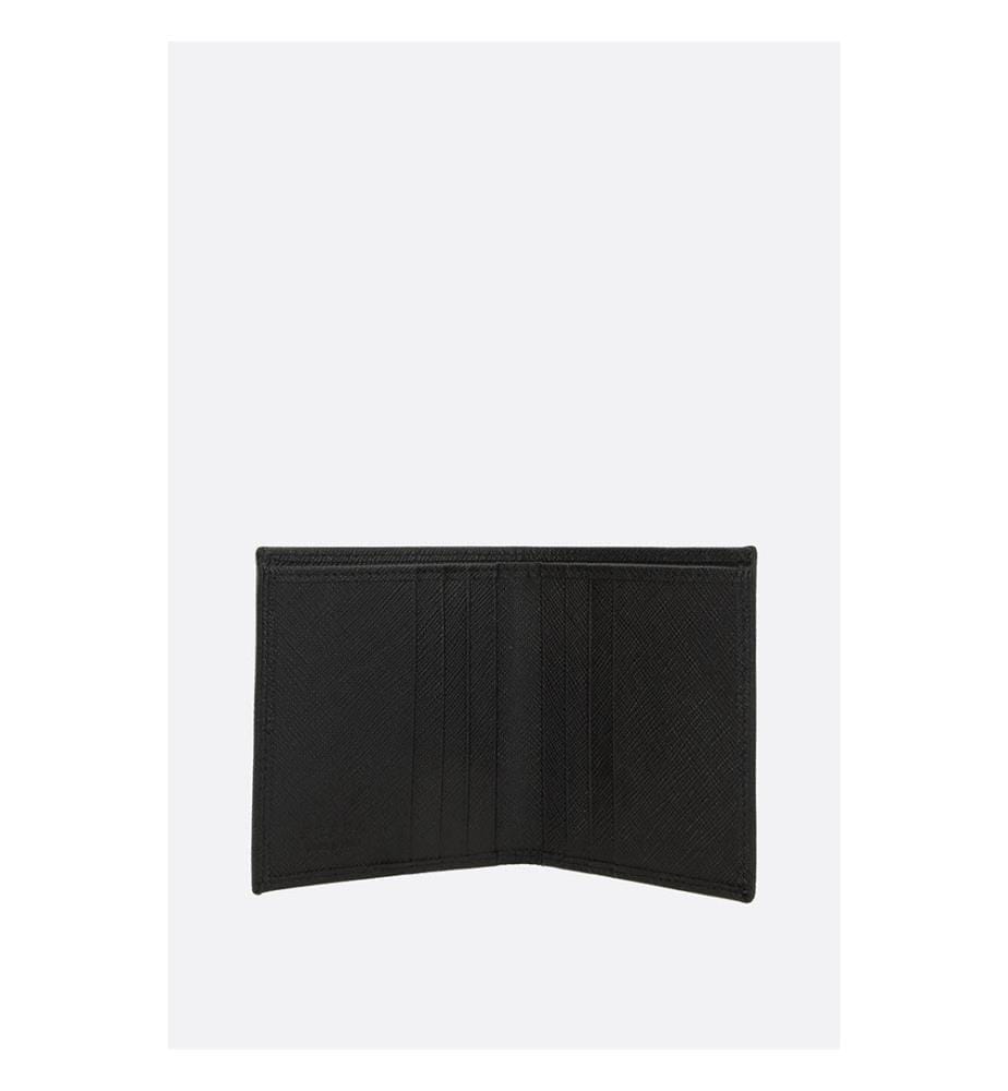 Vertikale Brieftasche aus Nylon und Saffiano-Leder - Schwarz