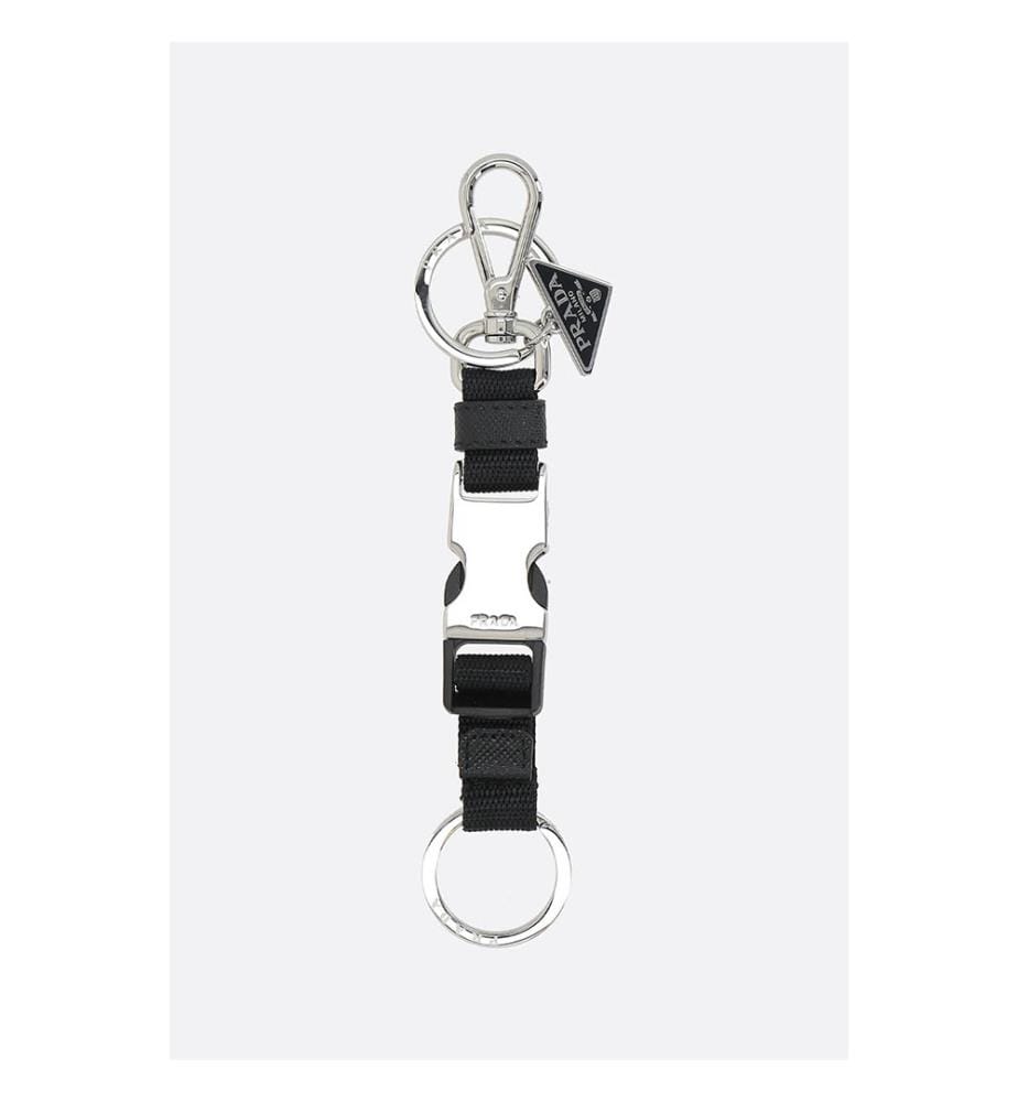 Nylon-Schlüsselanhänger mit Logoanhänger - Schwarz