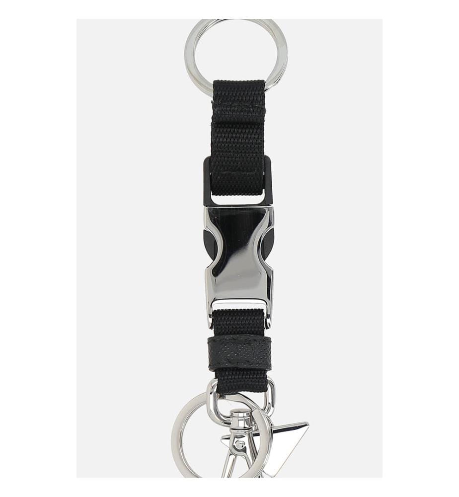 Nylon-Schlüsselanhänger mit Logoanhänger - Schwarz