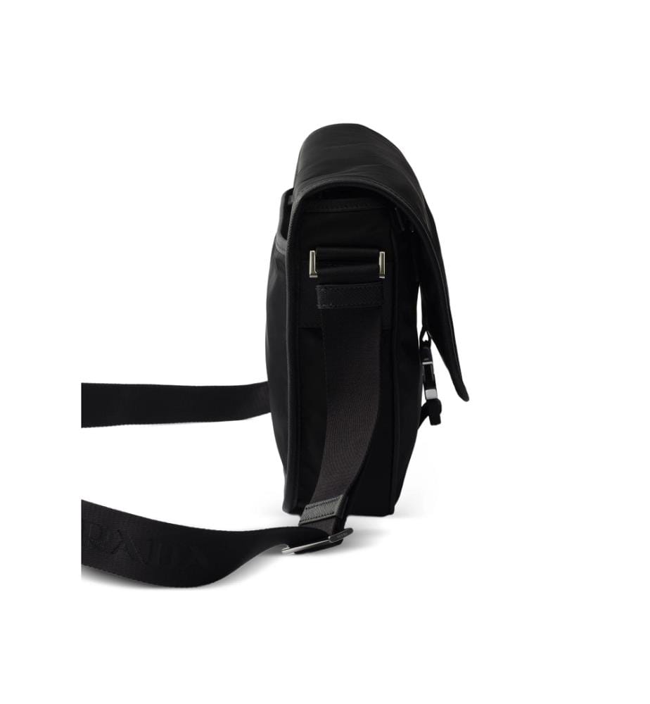 Borsa a tracolla con fibbia Re-Nylon - Nera