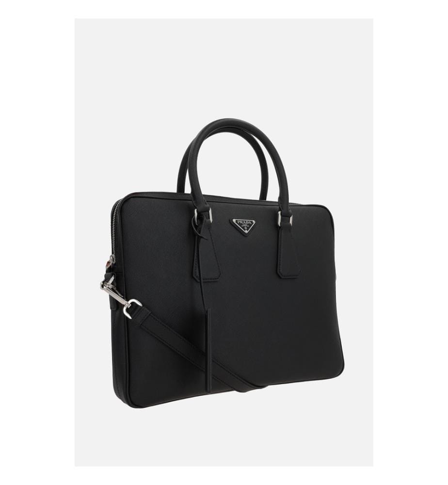 Sac d'affaires en cuir Saffiano - Noir