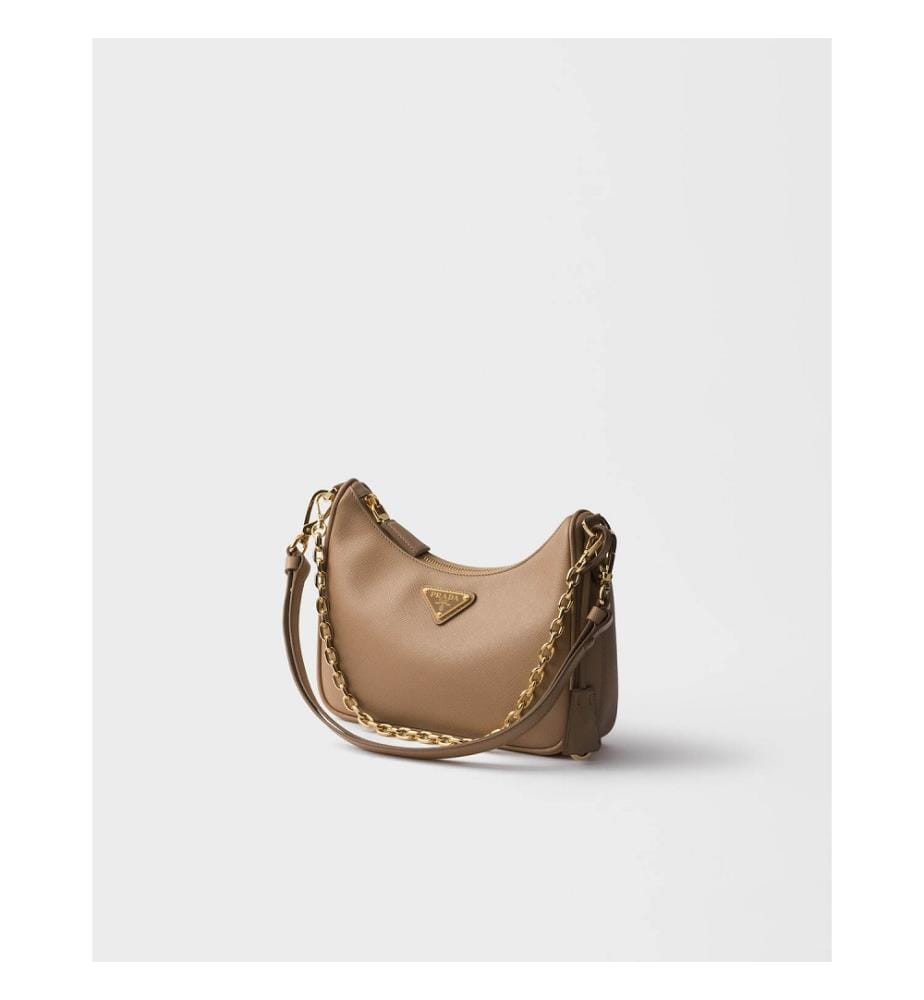 Re-Edition Mini Saffiano Ledertasche - Camel