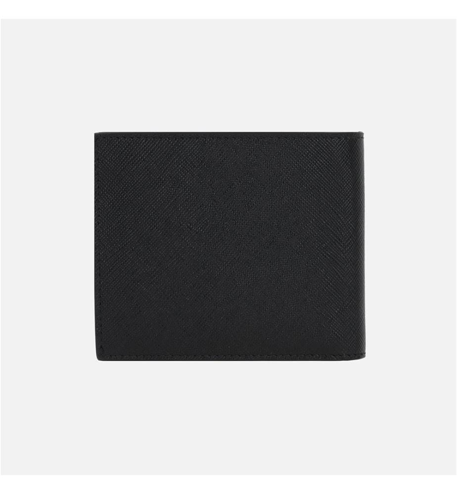 Saffiano-Leder-Brieftasche mit zwei Fächern – Schwarz