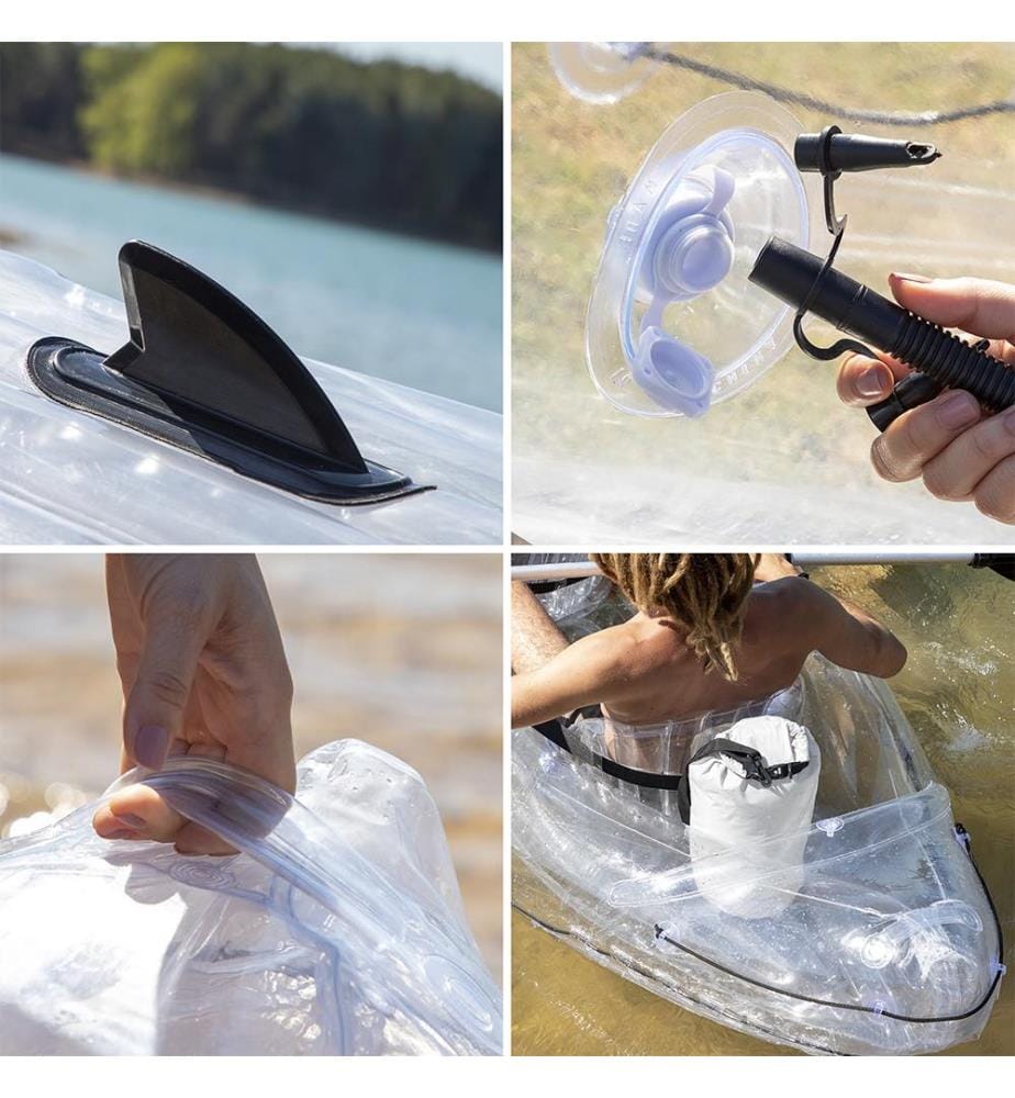 Kayak gonflable transparent avec accessoires Paros 312 cm 2 places - Transparent et Noir