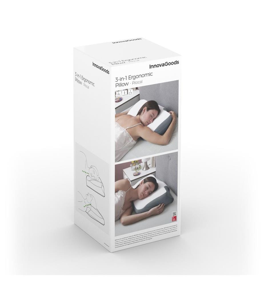 Coussin ergonomique 3 en 1 pour la nuque Pilocal - Blanc et gris