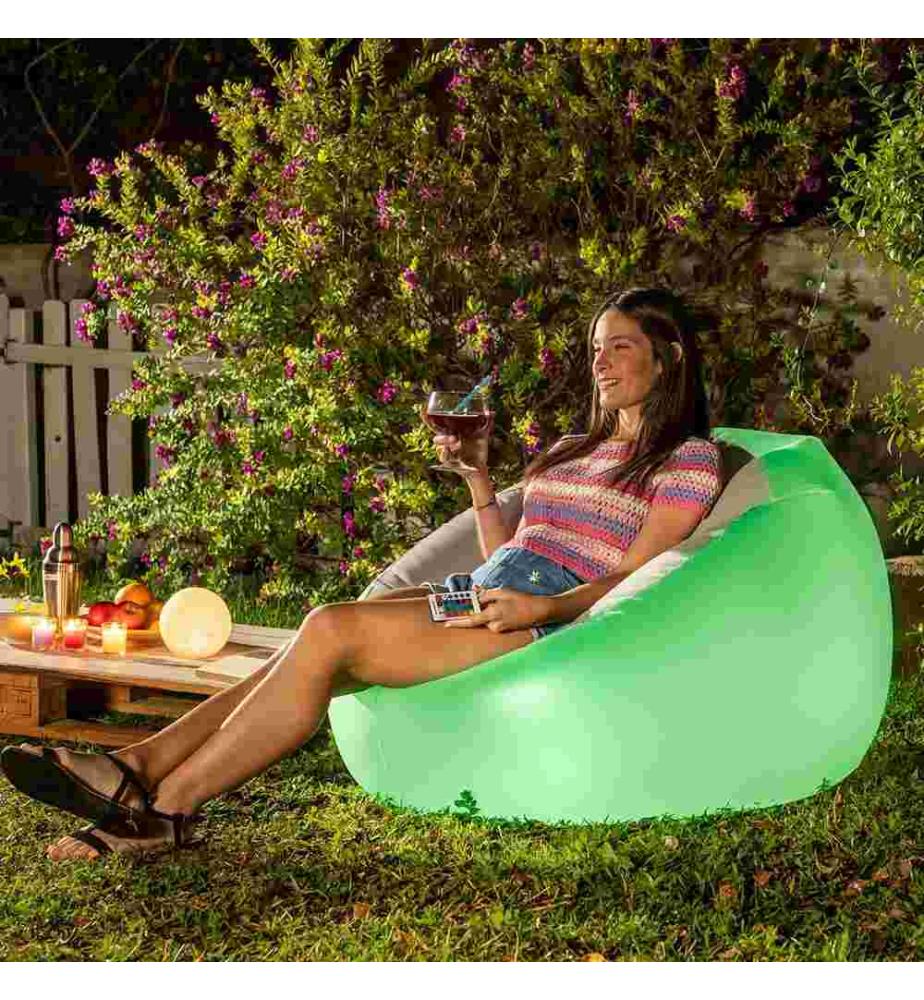 Chight Inflatable Chair with Multicolor LED and Remote Control - Grey and Transparent