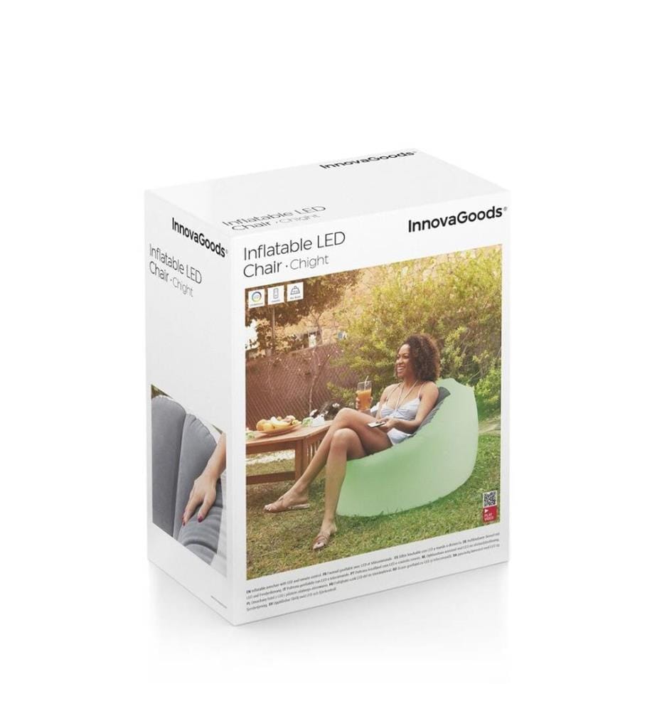 Chight Inflatable Chair with Multicolor LED and Remote Control - Grey and Transparent