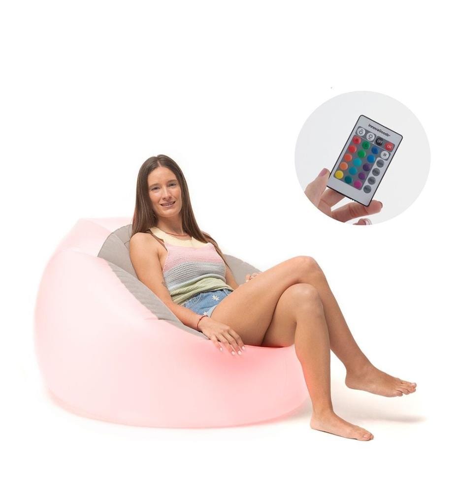 Chight Inflatable Chair with Multicolor LED and Remote Control - Grey and Transparent