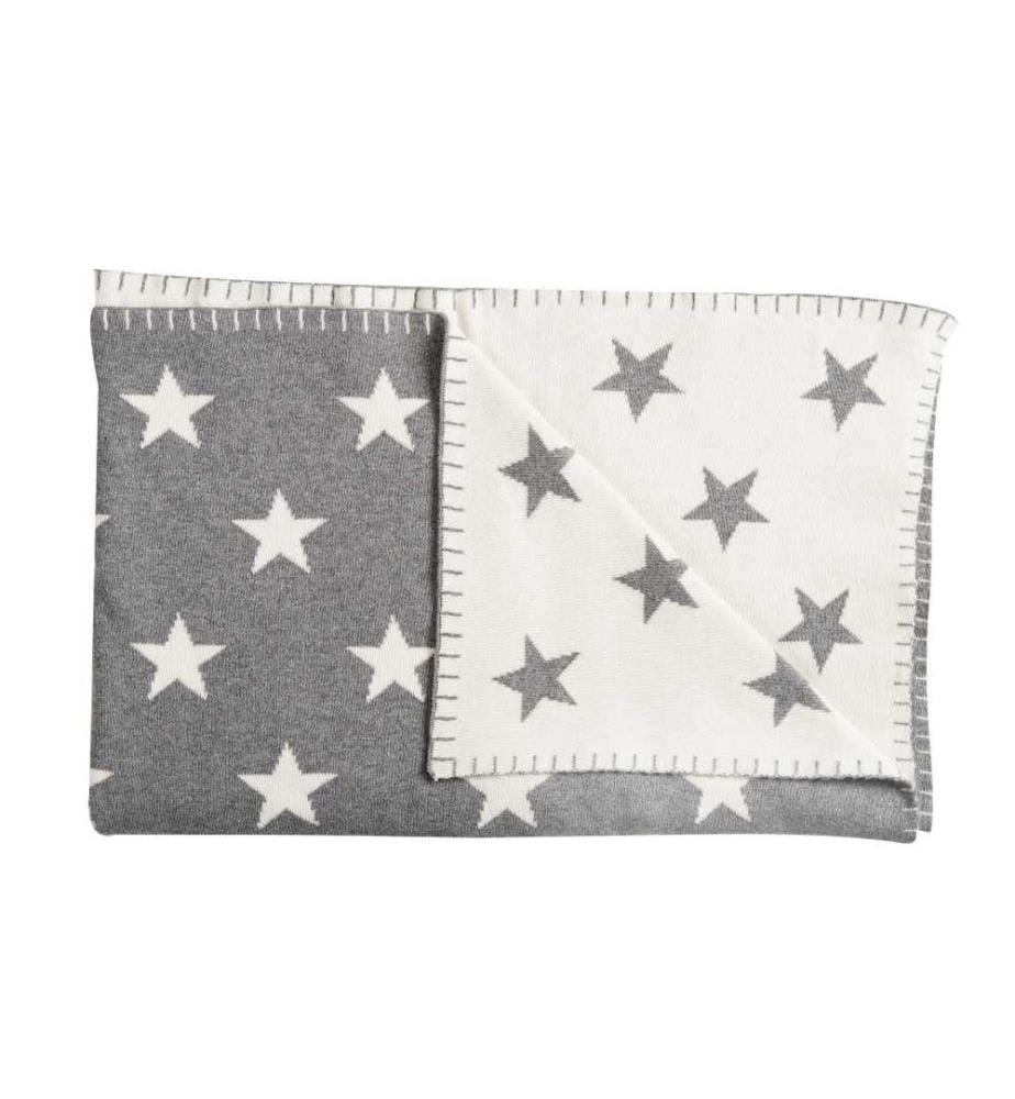 SCHARDT - Couverture douillette Big Star Coton Étoiles Gris 95x120cm