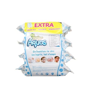 KANDOO - Lingettes humides Aquas Paquet multiple, 4 x 50 pcs.