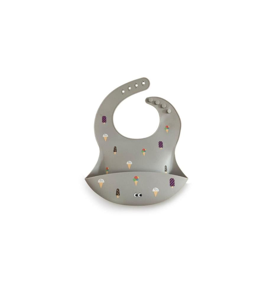 NOUI NOUI - Bavoir Silicone Ice Cream Grey 25 x 23 cm