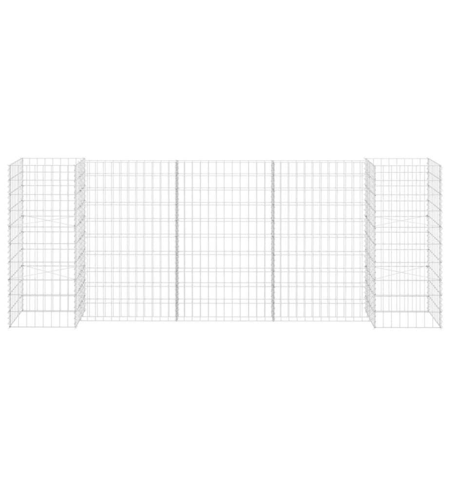 H-förmiger Gabionen-Pflanzkorb Stahldraht 260x40x100 cm