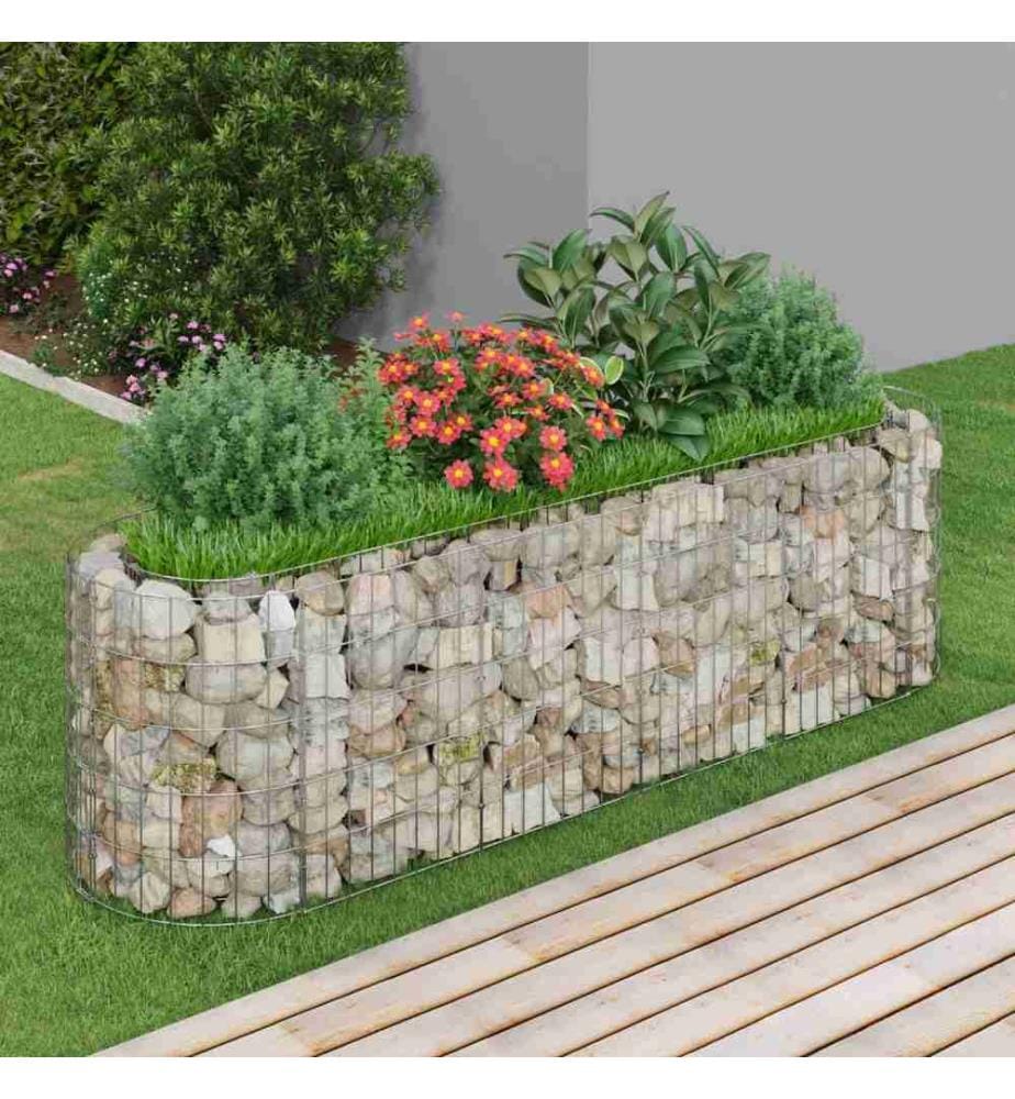 Lit surélevé à gabion Fer galvanisé 190x50x50 cm