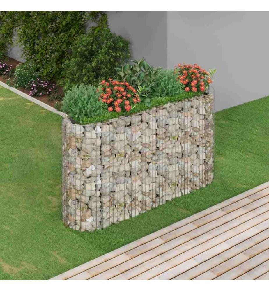Lit surélevé à gabion Fer galvanisé 190x50x100 cm