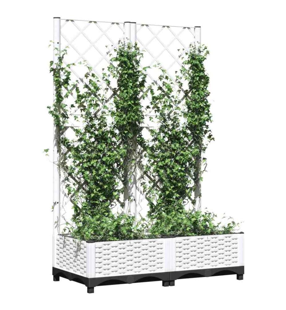 Pflanzkübel mit Rankgitter Weiss 80x40x121,5 cm PP