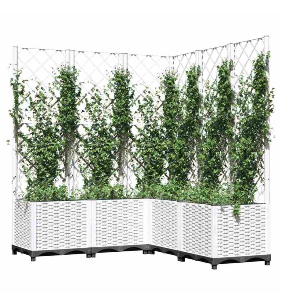 Pflanzkübel mit Rankgitter Weiss 120x120x136 cm PP