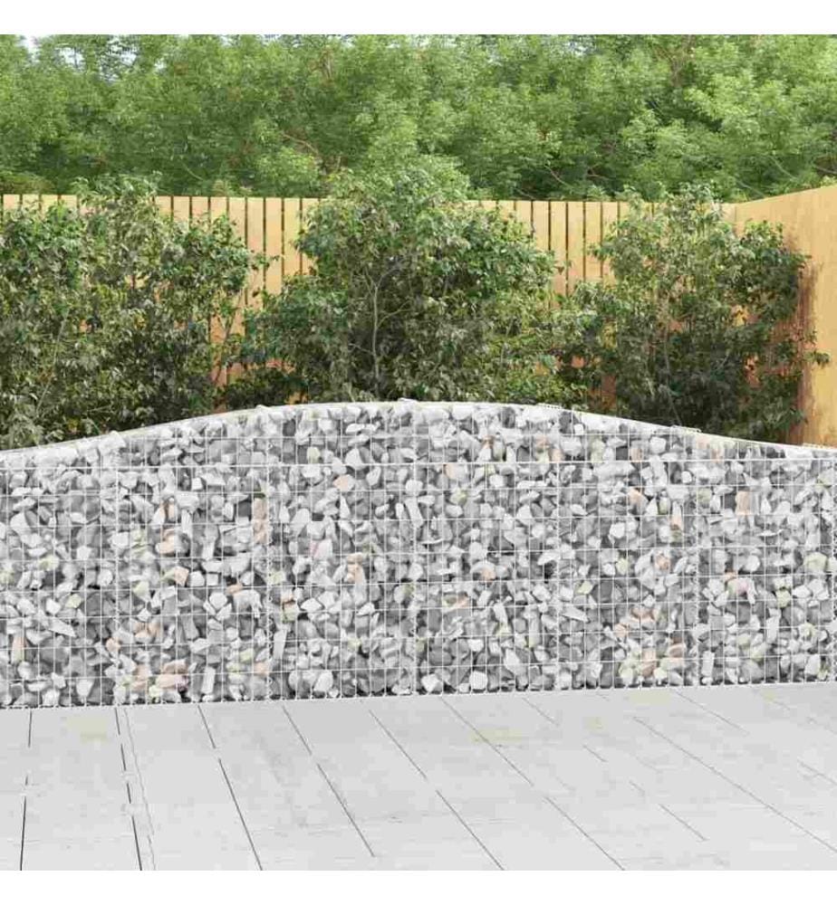 Gabione mit Hochbogen 400x30x80/100 cm Verzinktes Eisen