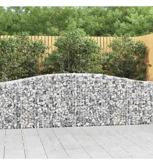 Gabione mit Hochbogen 400x30x80/100 cm Verzinktes Eisen