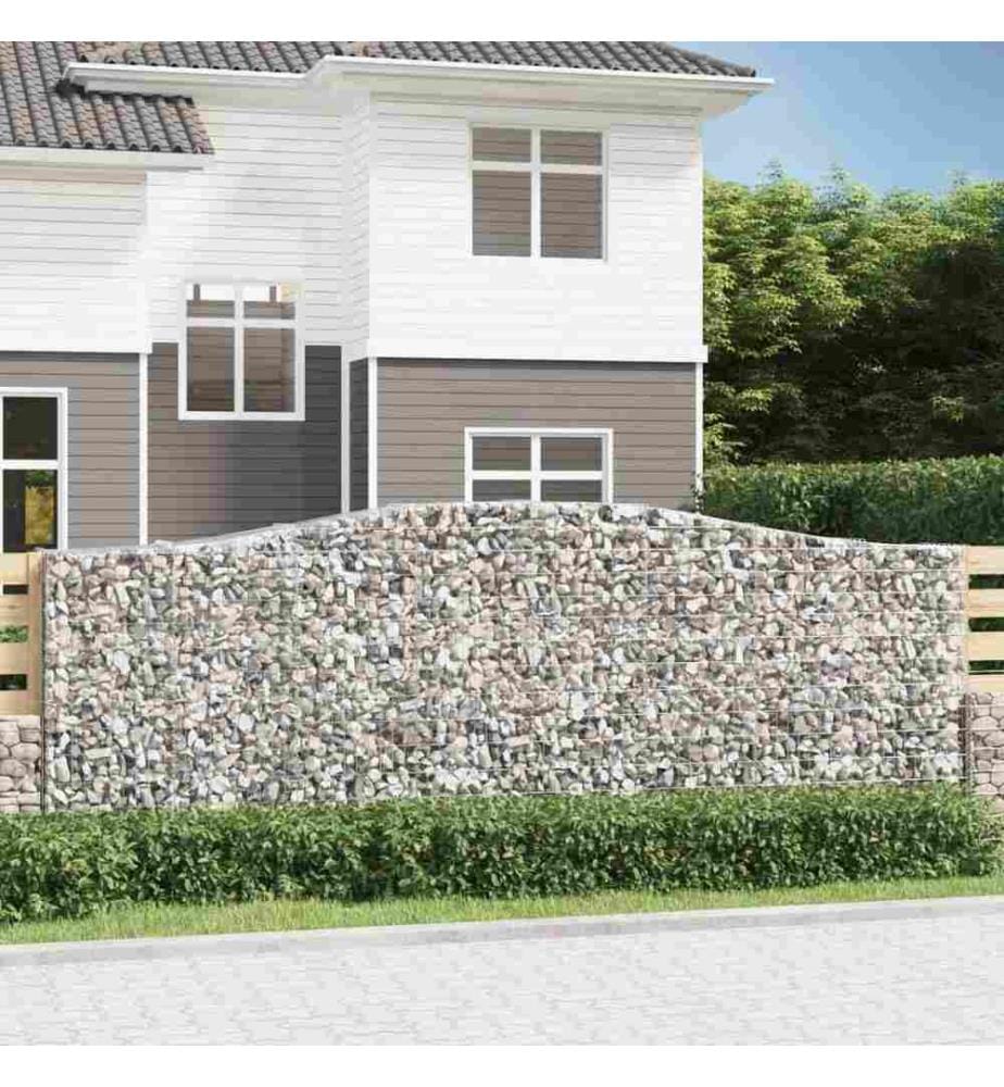 Gabione mit Hochbogen 400x50x140/160 cm Verzinktes Eisen