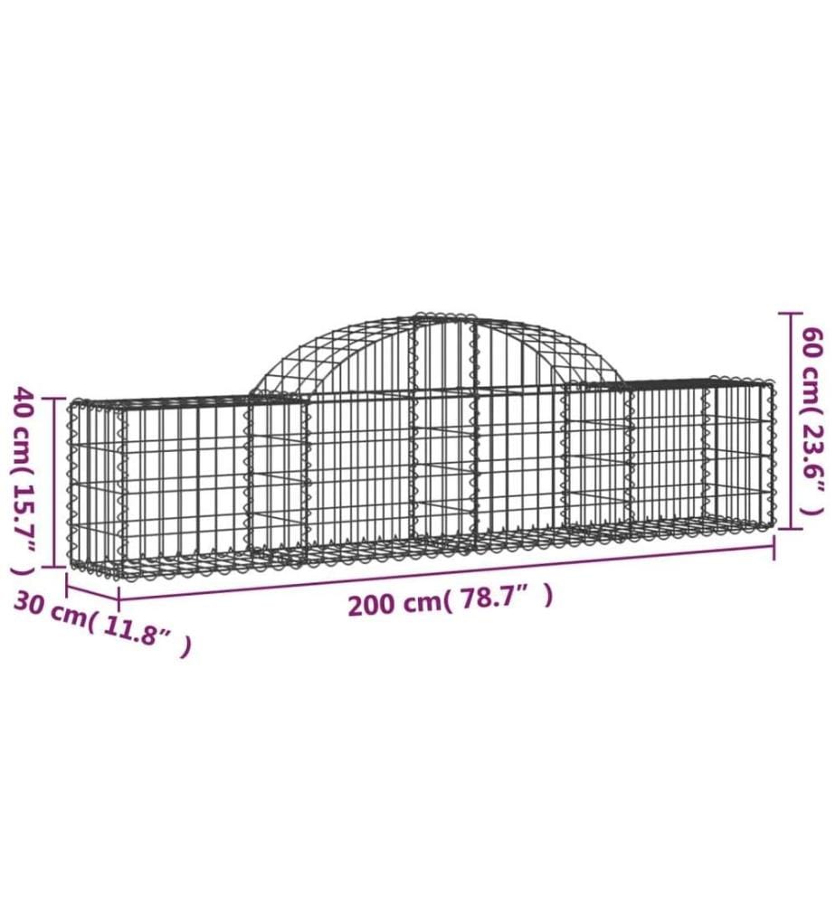 Panier de gabions arqué 200x30x40/60 cm Fer galvanisé