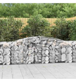 Gabione mit Hochbogen 400x50x80/100 cm Verzinktes Eisen