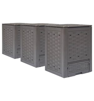 Gartenkomposter 3 Stk. Braun 60x60x83cm 900 L Kunststoff Rattan
