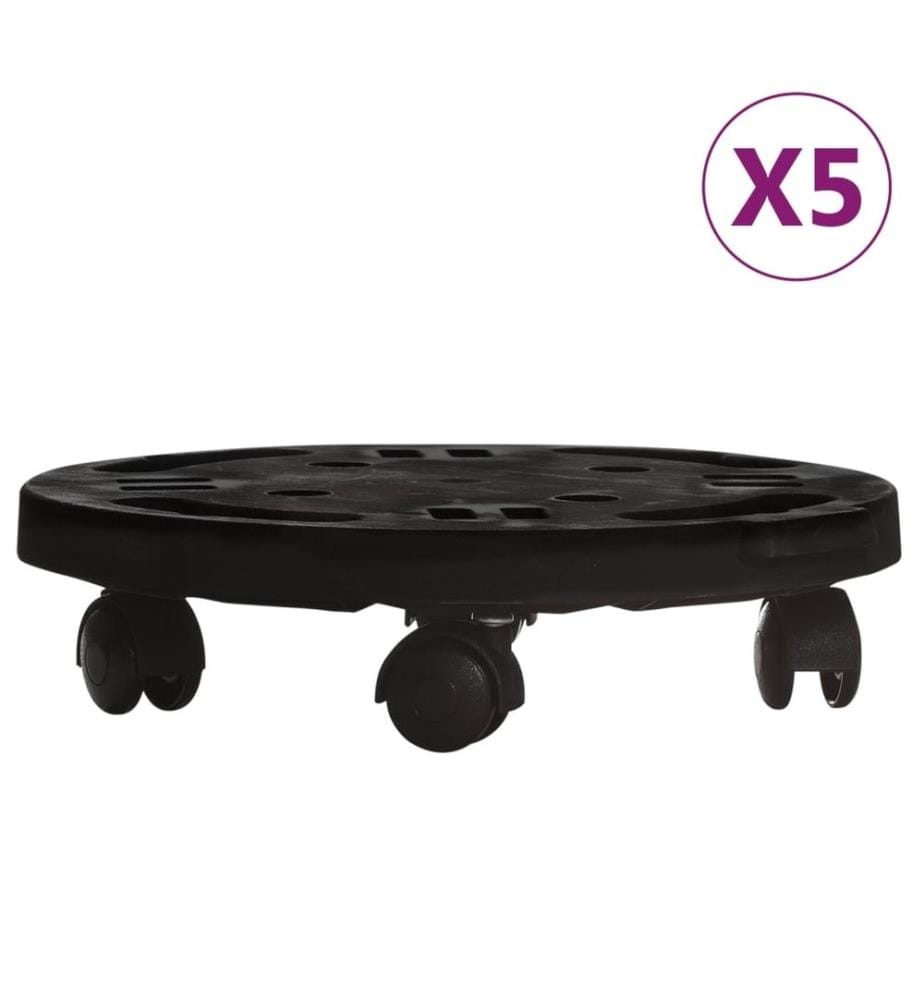 Chariots à plantes avec roues 5 pcs Diamètre 30 cm Noir 170 kg