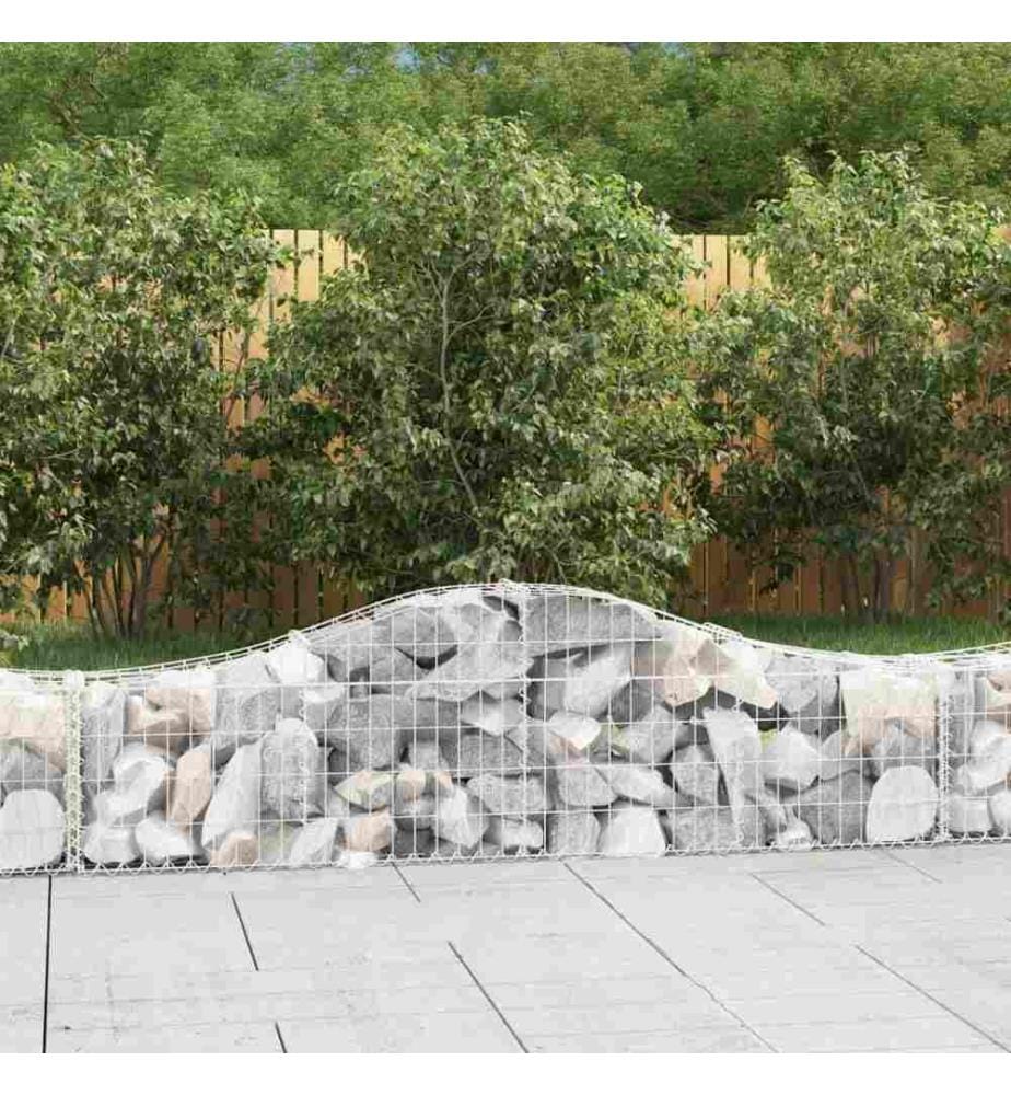 Gabionen mit Hochbogen 8 Stk. 200x30x40/60 cm Verzinktes Eisen