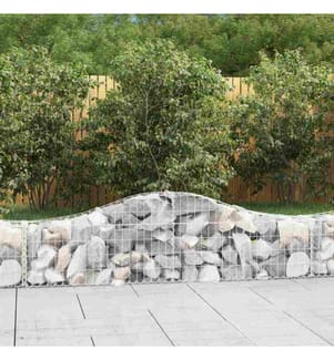 Gabionen mit Hochbogen 8 Stk. 200x30x40/60 cm Verzinktes Eisen