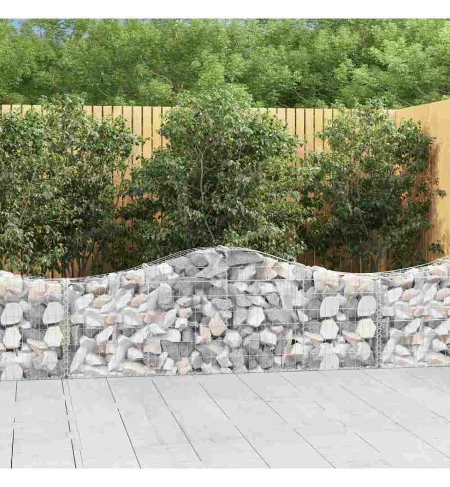 Gabionen mit Hochbogen 3 Stk. 200x30x60/80 cm Verzinktes Eisen