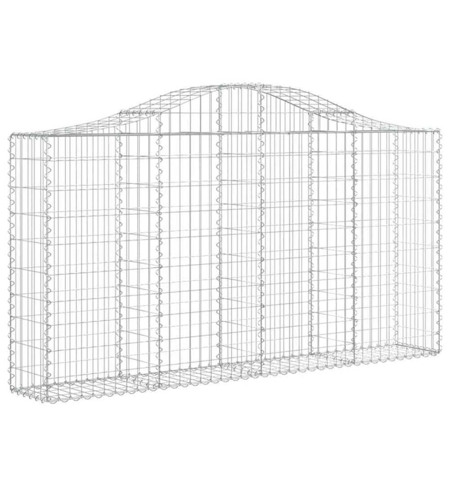 Gabionen mit Hochbogen 2 Stk. 200x30x100/120cm Verzinktes Eisen